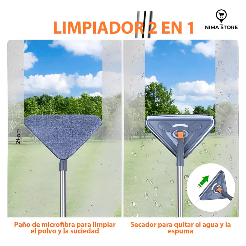 Mopa Extensible 2 En 1 Cabezal Giratorio 360°